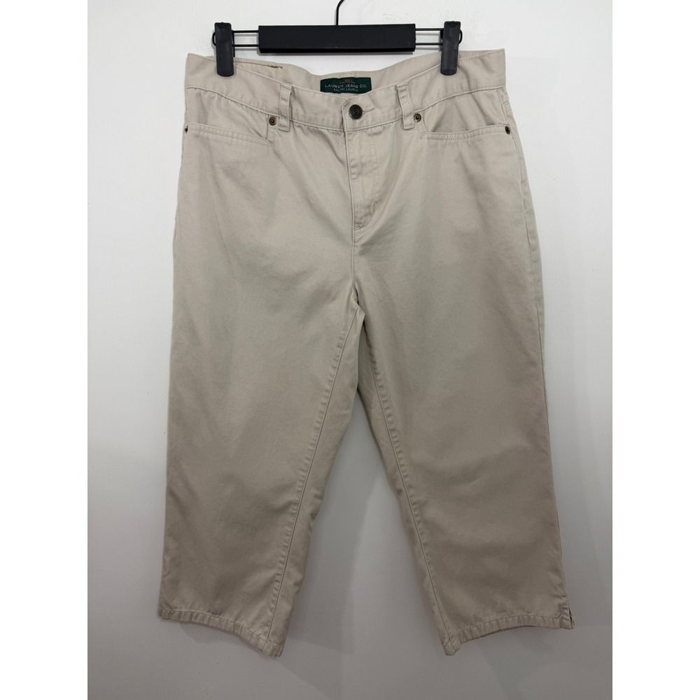 Lauren Ralph Lauren Tan Khaki Classic Midcalf Capri Pants Womens 8 Cotton Twill